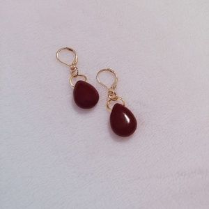 🆕💕 Deep Brown Teardrop Stone Gold Tone Leverback